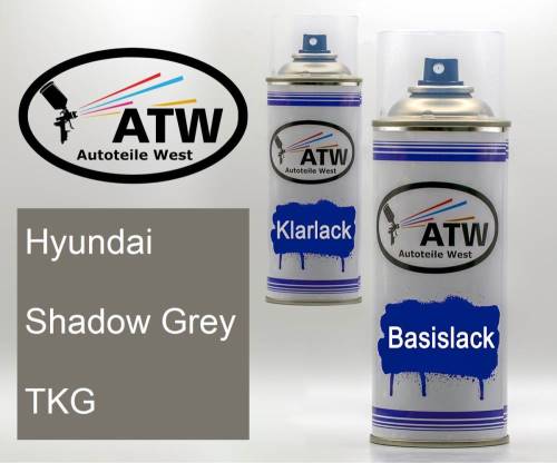 Hyundai, Shadow Grey, TKG: 400ml Sprühdose + 400ml Klarlack - Set, von ATW Autoteile West.